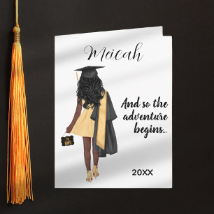 Black Girl Studenten Modern Gratulerar Grad Kort