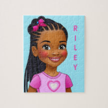 Black Girl with Braids Personlig Jigszle Puzzle