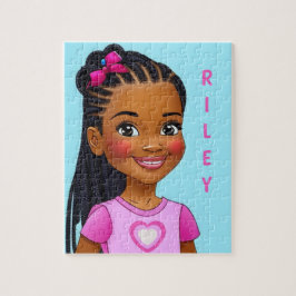 Black Girl with Braids Personlig Jigszle Puzzle Pussel