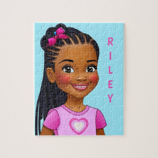 Black Girl with Braids Personlig Jigszle Puzzle Pussel (Vertikal)