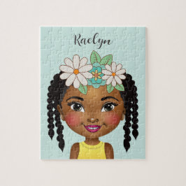 Black Girl with Flowers Personlig Jigszle Puzzle Pussel