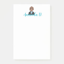 Black Girl with Glass Personlig Post-it Block