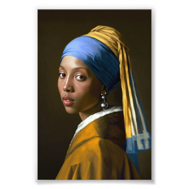 Black Girl with Pearls, Classic Art, Black Women Fototryck (Framsidan)