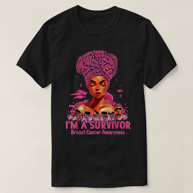 Black Girl Women, jag är en efterlevande bröstcanc T Shirt (Design framsida)