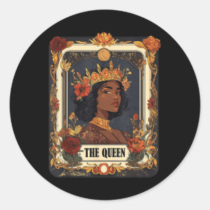 Black Girl Women the Queen Tarot Card Black Histor Runt Klistermärke