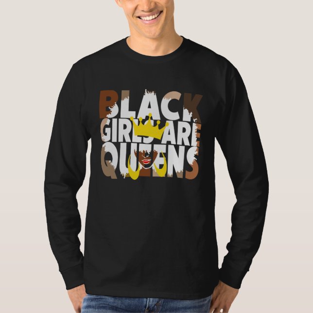 Black Girls Are Queen Retro Afro Girl Black Histor T Shirt (Framsida)