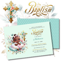 Black Girl's BAPTISM Rosa Guld Blommigt Kor