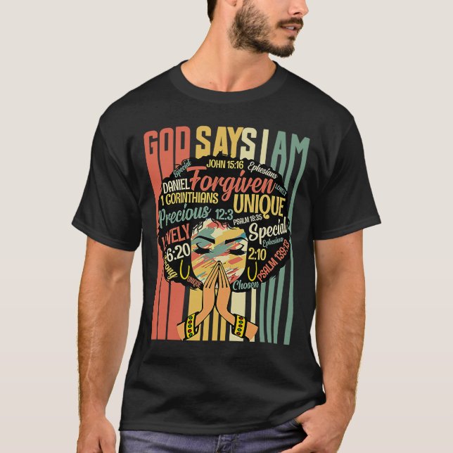 Black Girls Gud säger att jag är svart historiemån T Shirt (Framsida)