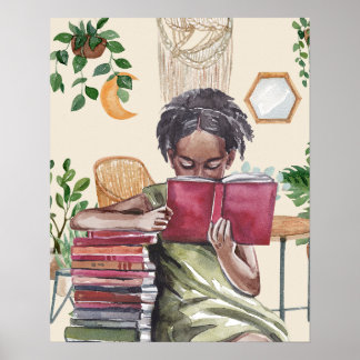 Black Girls Kärlek Reading Poster