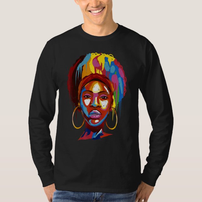 Black Girls Queen Natural Hair Afro Melanin Afrika T Shirt (Framsida)