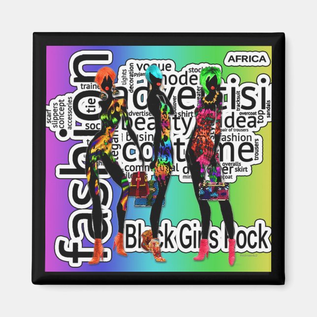 Black Girls Sten Magnet (Framsidan)