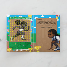 Black Girls Track Star Ord Search Grattis på födel Kort