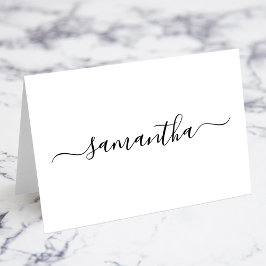Black Girly Namnteckning enskilda Namn Place Card Bordsnummer