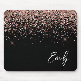 Black Girly Ro Guld Rosa Glitter Monogram Musmatta