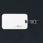 Black Girly Script Monogram Namn Modern Bagagebricka<br><div class="desc">Svart Monogram Lägg till din egen Märkre för Namn-skript. märkrn gör perfekten söt 16 födelsedag,  bröllop,  möhippa,  babydusch eller bachelorette-fest för någon som dekorerar hennes rum i stil.</div>