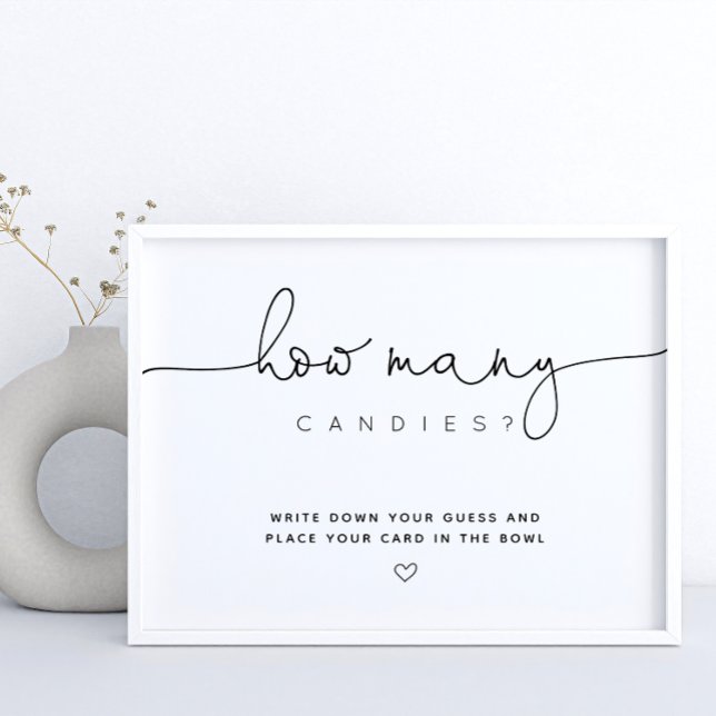 Black gissar hur många Candy Script Baby Shower Poster (Skapare uppladdad)