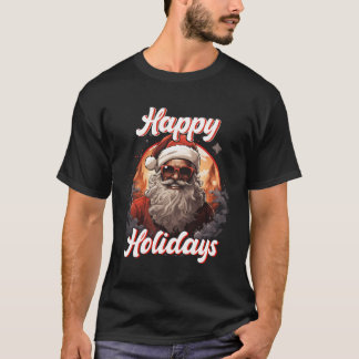 Black Glad helg African American Santa Black T Shirt