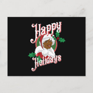 Black Glad helg African American Santa Mrs. Cl Vykort
