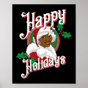 Black glad helg african american Santa Mrs. Poster