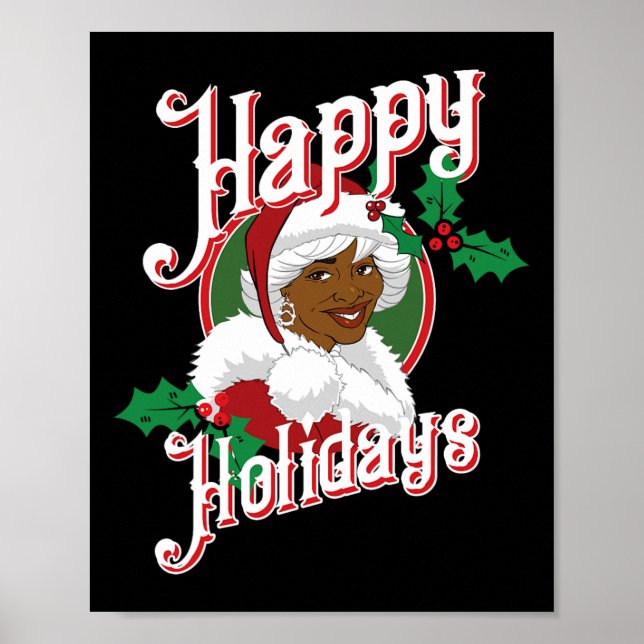 Black glad helg african american Santa Mrs. Poster (Framsidan)