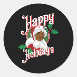 Black glad helg african american Santa Mrs. Runt Klistermärke
