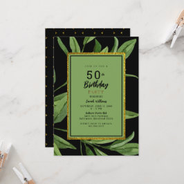 Black Glam 50:e Födelsedagsfesten Inbjudningar