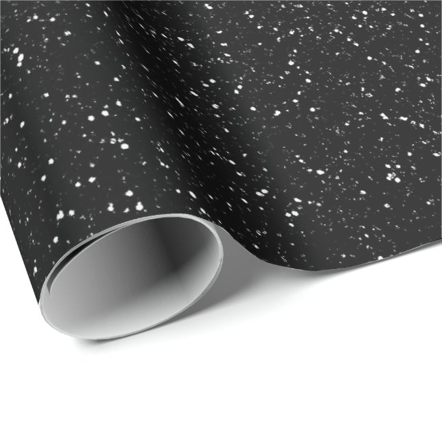 Black Glam Glitter Stars Sparkly Minimal Bröllop Presentpapper (Rullad Hörn)