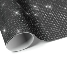 Black Glam Glitter Stars Sparkly Minimal Sequin Presentpapper