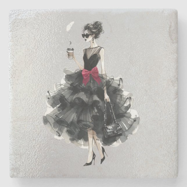 Black Glam Gown, Red Bow, Shades Stenunderlägg (Framsidan)