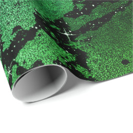 Black Glam Marble Print Abstrakt Tropical Metallic Presentpapper