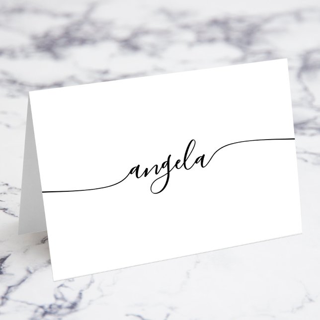 Black Glam Namnteckning enskilda Namn Place Cards Bordsnummer (Black Glam Signature Individual Name Place Cards)