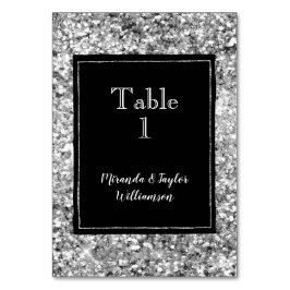 Black Glam Silver Glitter Bordsnummer