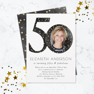 Black Glitter 50 & Fabulous Birthday Inbjudningar