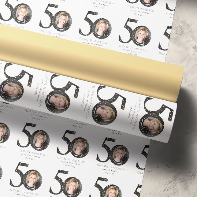 Black Glitter 50 & Fabulous Photo Presentpapper (Skapare uppladdad)