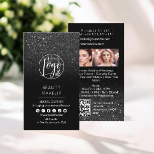 Black glitter Beauty Makeup Artist Photos QR-kod Visitkort