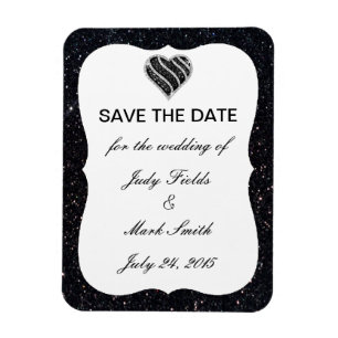 Black Glitter Black Heart Spara datum magneter
