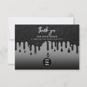 Black Glitter Business Tack Logotyp Social Media Kort