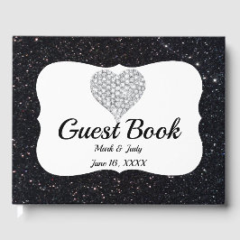 Black Glitter Diamond Heart Guestbook Gästböcker