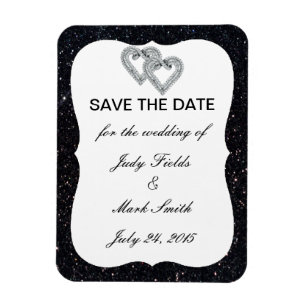 Black Glitter Diamond Hearts Spara datum magneter