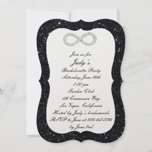 Black Glitter Diamond Infinity Bachelorette Party Inbjudningar