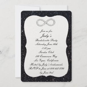 Black Glitter Diamond Infinity Bachelorette Party Inbjudningar