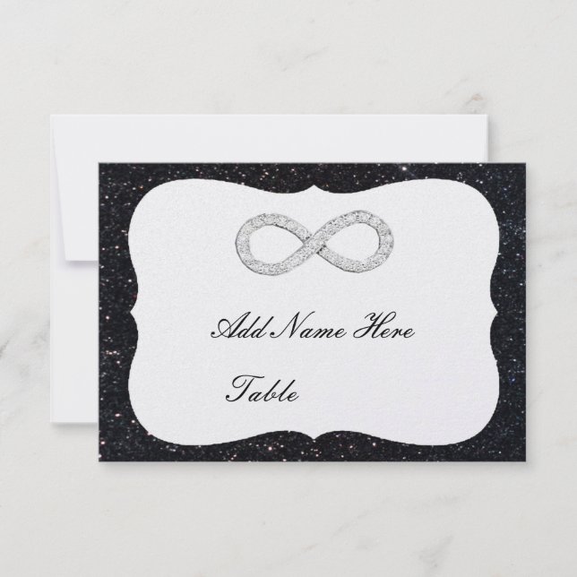 Black Glitter Diamond Infinity Bord Place Card Inbjudningar (Framsida)