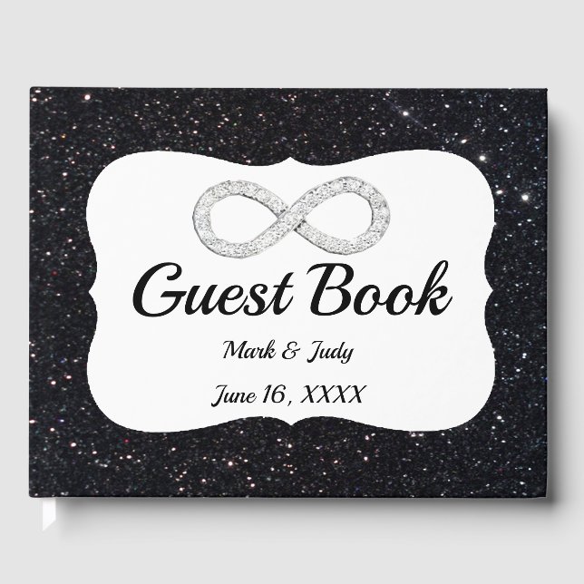 Black Glitter Diamond Infinity Guestbook Gästböcker (Framsida)