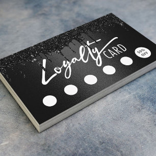 Black Glitter Drives Typography Beauty Salon Lojalitetskort