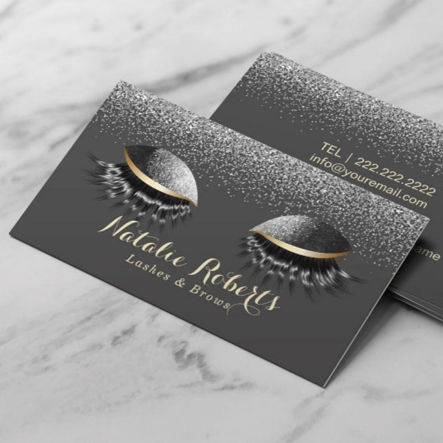 Black Glitter Eyelash Extensions Modern Lash Salon Visitkort (Skapare uppladdad)