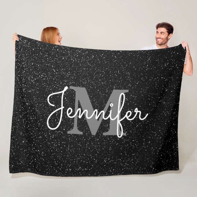 Black Glitter Fleecefilt (På plats)