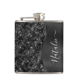 Black Glitter Glam Bling Personlig Metallic Fickplunta