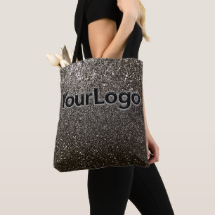 Black Glitter Gnistra Glam Company Logotyp Tygkasse