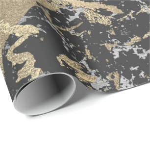Black Glitter Guld Marble Silver Abstrakt Metallic Presentpapper
