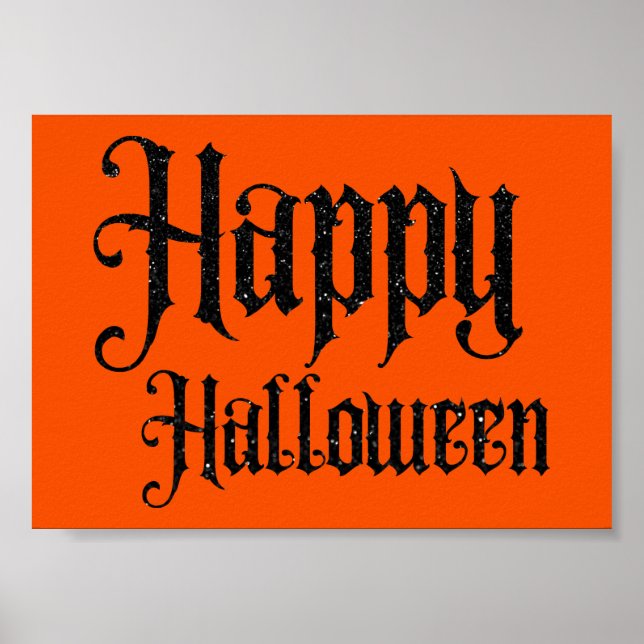 Black Glitter Happy halloween Poster (Framsidan)